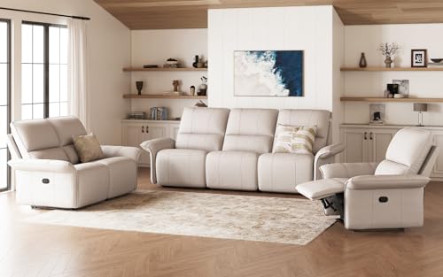Belffin Leather Recliner Couch and Loveseat Sets, 2 Pieces Recliner Sofa Set for Living Room. Manual Reclining Sofa Set.