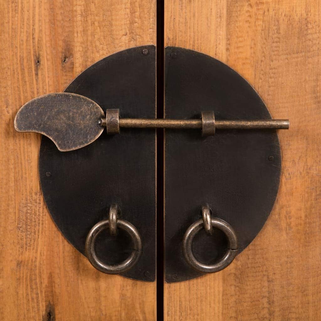 Bathroom Furniture Set Solid Recycled Pinewood,Wood Construction Square Countertop with Wall-Mounted Mirror,Vanity Cabinet with a Large Compartment