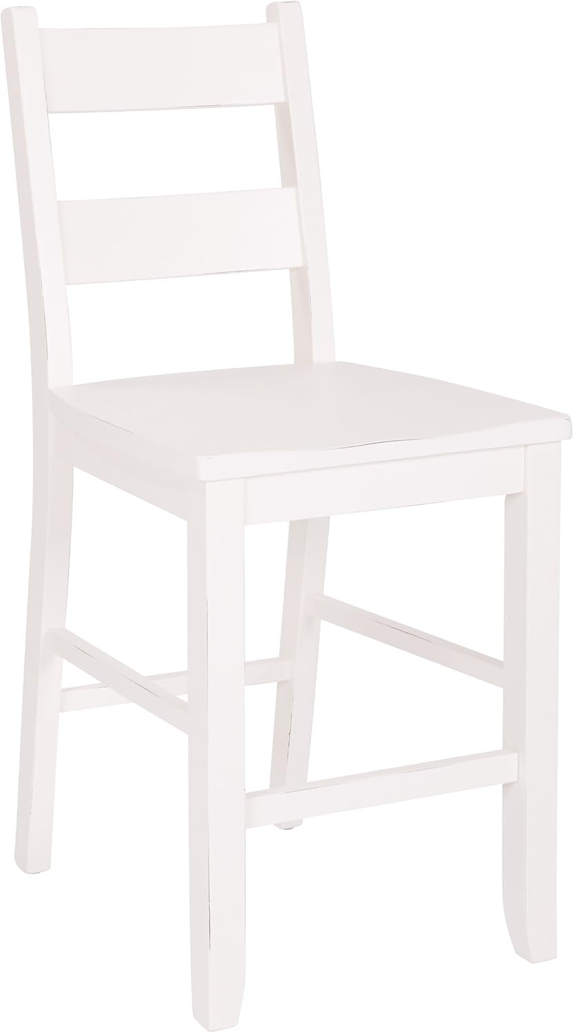 INSPIRED by Bassett OSP Home Furnishings Country Kitchen Solid Wood Counter Height Stool, White