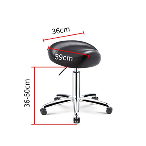 Rolling Stool Round Lifting Saddle Stool Pu Leather Rolling Stool Adjustable Hydraulic Rod with 5 Rotating Wheel Swivel Stool for Spa, Salon, Bar, Office, Home