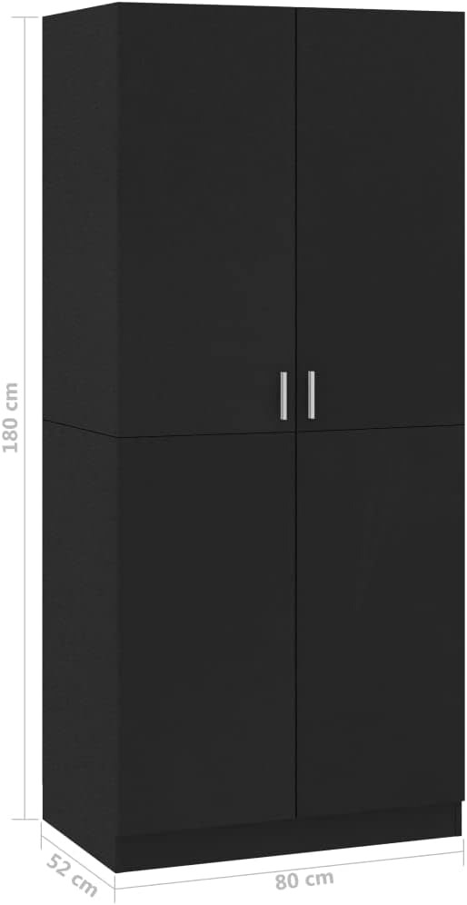 Wardrobe Black 80x52x180 cm Engineered Wood.Cabinets & Storage,Cupboards & Wardrobes