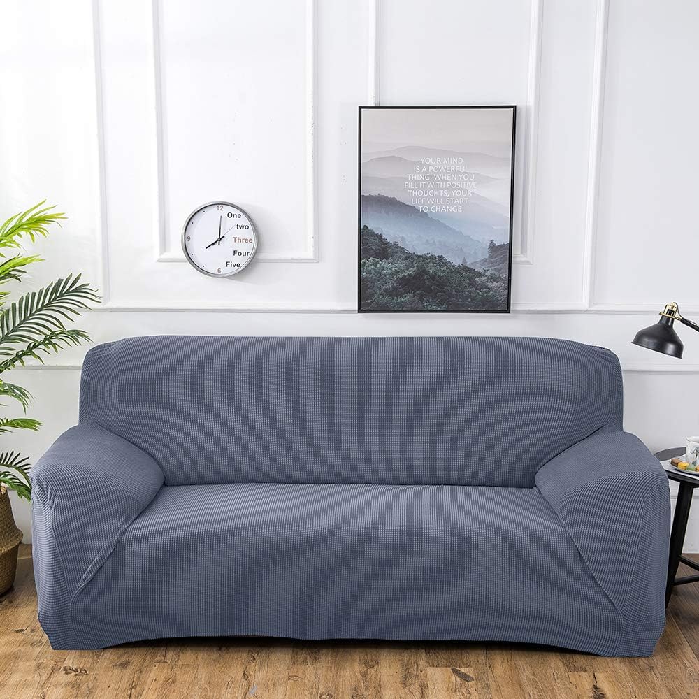 Sofa Cover,Sectional Sofa Cover, Stretch Couch Slipcover, 1 Pcs DIY (Buy 2/3 for L / U Shape Sofa)-Soft Polyester Fabric Form Fit Furniture Protector for Kids Pets Home Gift(Grey,B-4 Seat 90-118in)