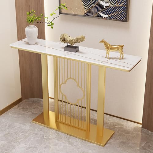 Console Table for Entryway, Modern Line Frame, Rectangle Narrow Accent Foyer Table, Modern Accent Sofa Table with Gold Decor for Living Room/Hallway/Foyer(Gold)