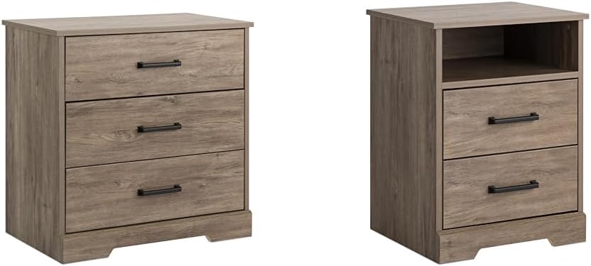 Prepac Rustic Brown Nightstand Bundle - 16.25in 3 Drawer 26.75in H and 2 Drawer 24.5in H