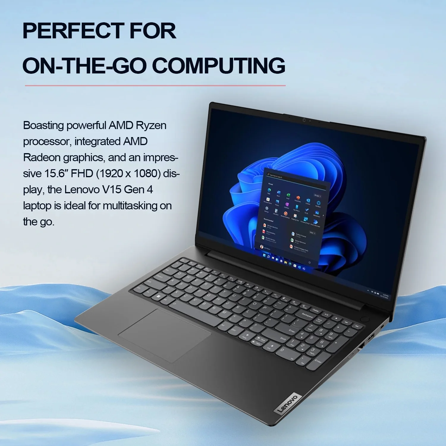 Lenovo V15 Windows Business Laptop, 15.6" FHD Display, AMD Ryzen 5 5500U, 16GB RAM 512GB SSD, Black