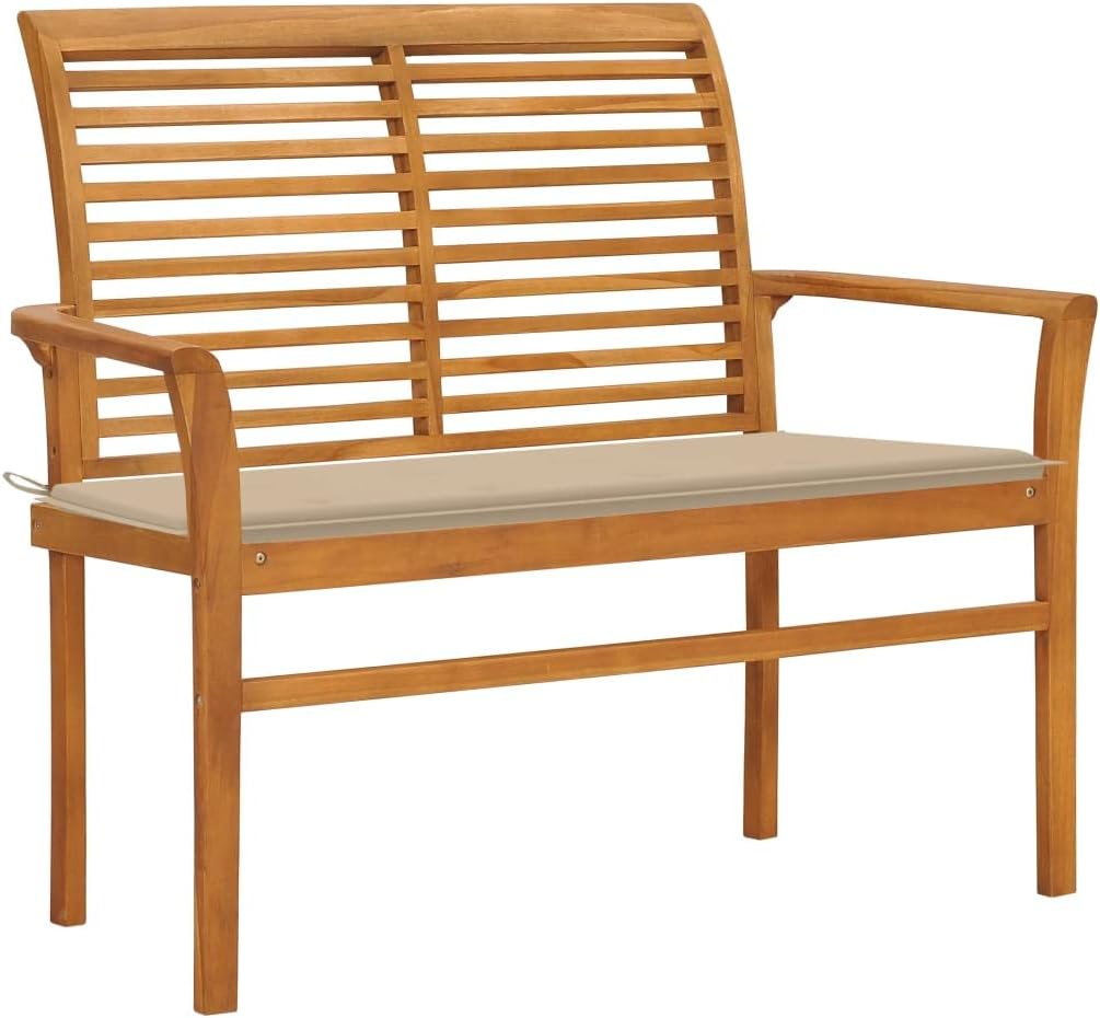 Patio Bench with Beige Cushion 44.1