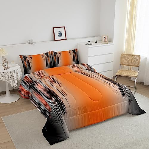 Pink and Black Comforter Set King Size Modern Art Comforter for Kids Teens Adults Messy Rust Bedding Set Gradient Stryle Duvet Set Room Decor 3Pcs with 2 Pillow Cases