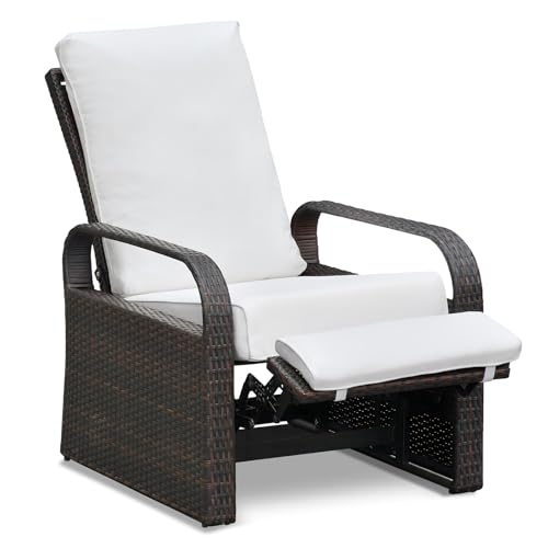 ATR ART TO REAL Indoor Outdoor All-Weather PE Wicker Adjustable Reclining Lounge Chair with Durable Aluminum Frame and Removable Soft Cushion, Luxury Comfortable for Home Reading Sunbathing