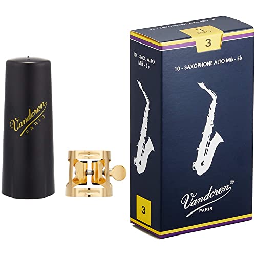 Vandoren LC57DP M/O Ligature and Plastic Cap for Alto Saxophone; Gilded Finish