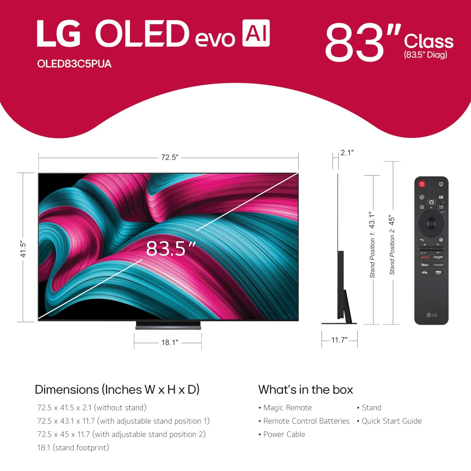 LG 83" Class OLED evo AI C5 4K Smart TV