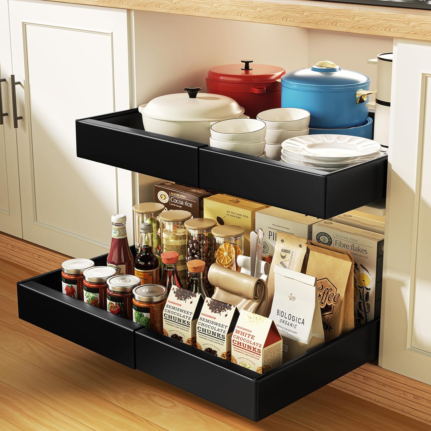 Pull Out Cabinet Organizer 2 Pack, Expandable (12.6