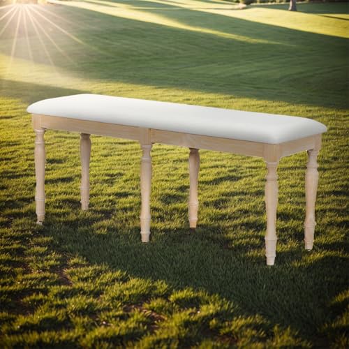 Solid Wood Upholstered Dining Bench, 50.4 inches, 6 Legs, 330 lbs Load-bearing, for Dining Room Farmhouse