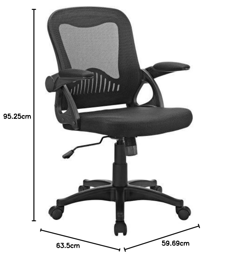 Modway Advance Mesh Ergonomic Computer Desk Office Chair in Black With Flip-Up Arms