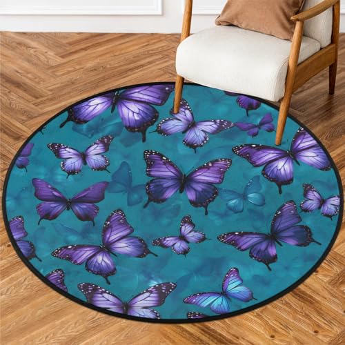 Mountains Rivers Round Rug 5.2Ft Washable Non Slip Entry Area Rugs Moon Nights Circle Floor Mat Entryway Carpet Pads for Living Room, Dining Room, Kitchen, Bedroom, Office