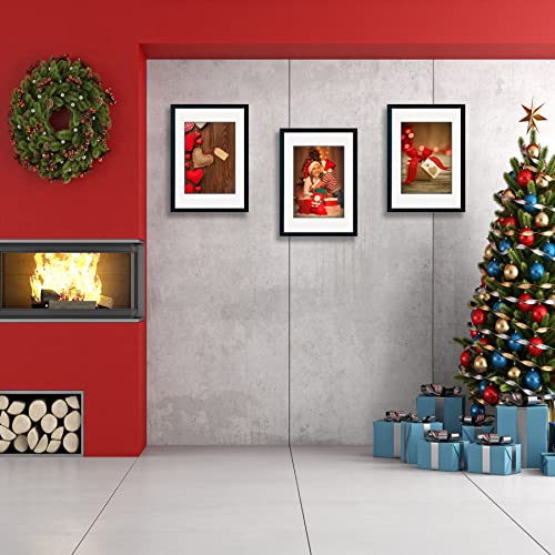12x18 Frame With Mat 3 Pack,Poster Frame Black - Picture Frame Set of 3 - Display Pictures 8.5x11 with Mat or 12x18 Without Mat - Wood Frames with Plexiglass