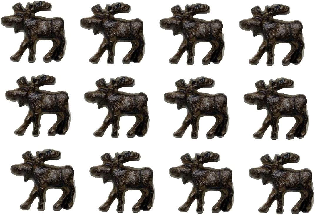 BestGiftEver 12-piece set Cast Iron Moose Drawer Pulls Knobs - Rustic Western Farmhouse Decor for Dresser Cabinet Hardware - Ideal for Wildlife Forest Lodge and Cabin Homes Style