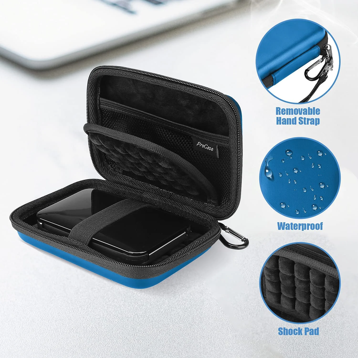 Portable Hard Drive Case for WD Canvio Basics, Western Digital Elements, My Passport, Seagate Backup Plus Slim, Samsung T9 2.5" USB 3.0 1TB-4TB - Navy