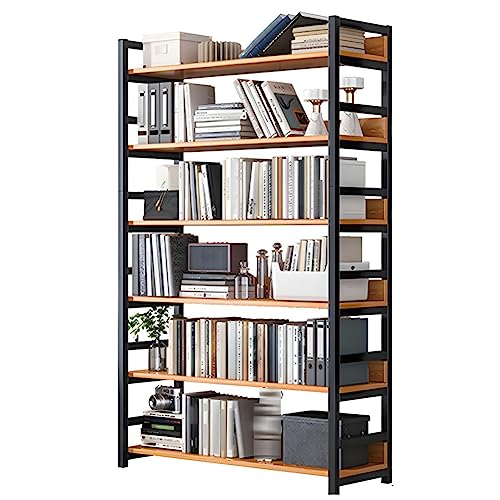 KWOKING Open Wooden Bookcase Modern Minimalist Home Office Bookshelf Nordic Multi-layer TV Cabinet Side Shelf 60/80cm Long Steel-Wood Combination Storage Rack Simple Bookshelf White 24