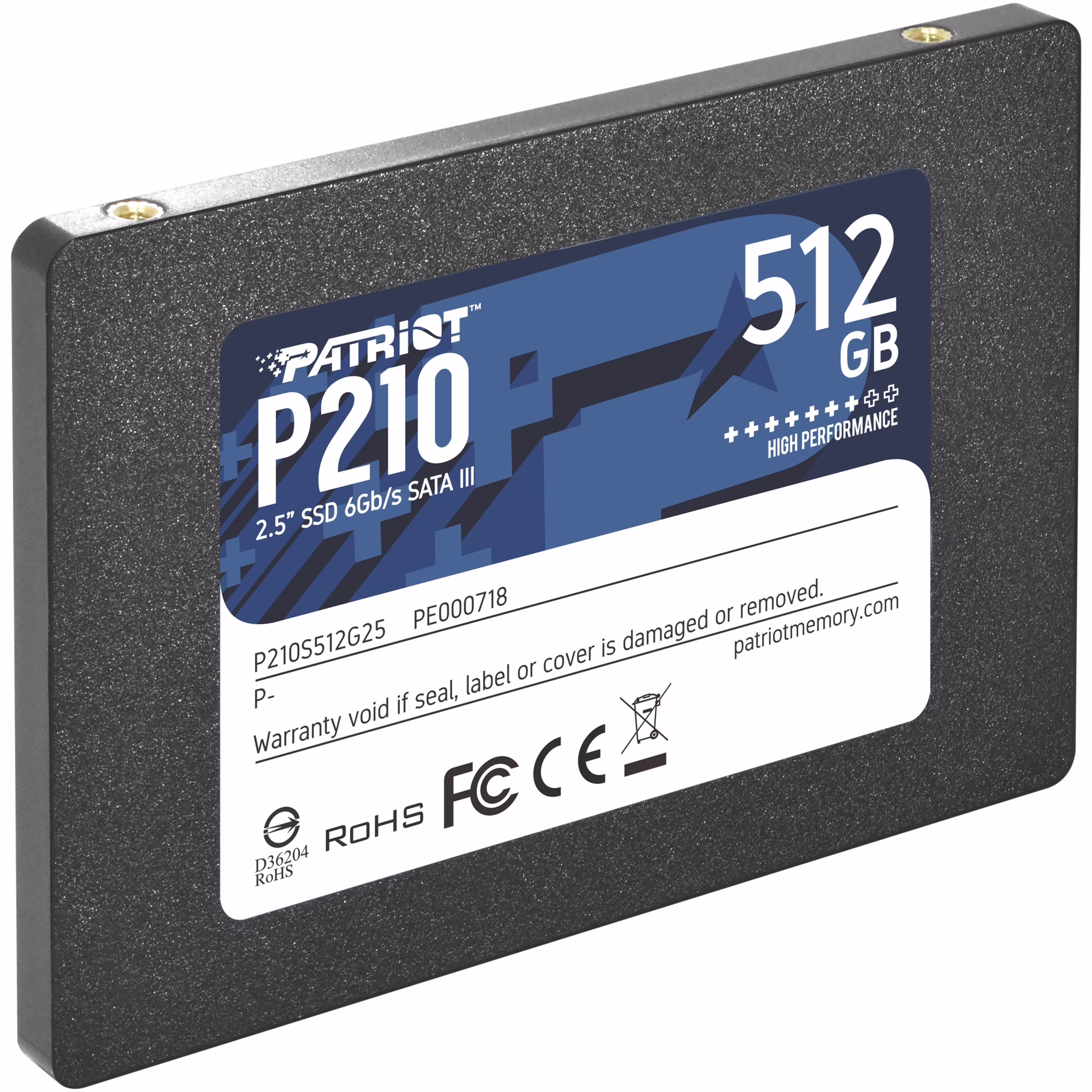 "Patriot 512 GB P210S512G25 2.5"" Internal SATA SSD"