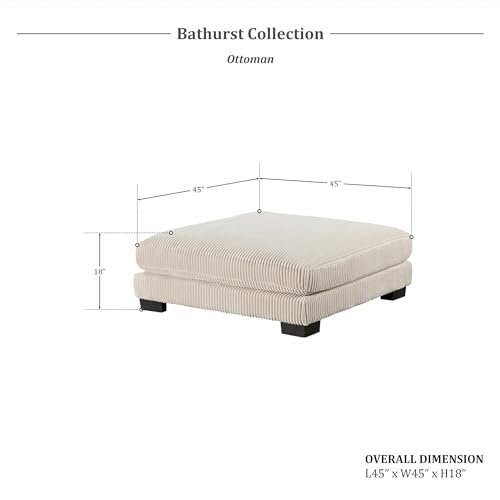 Lexicon Bathurst Corduroy Fabric Ottoman, Beige