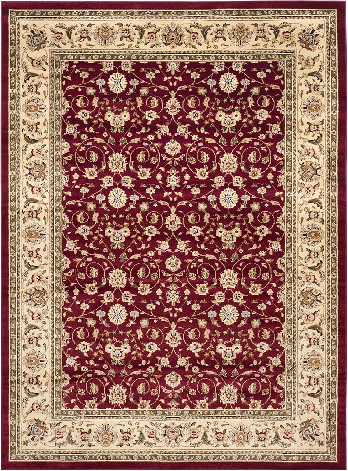 SAFAVIEH Lyndhurst Collection Area Rug - 10' x 14', Red & Ivory, Traditional Oriental Design, Non-Shedding & Easy Care, Ideal for High Traffic Areas in Living Room, Bedroom (LNH312A)