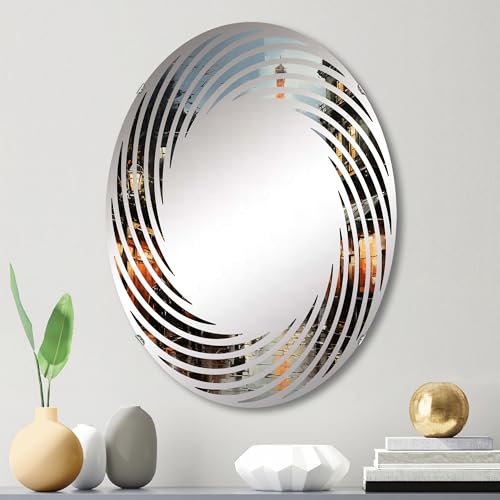 Parisian Boulevards with Eiffel Tower I - France Spiral Landscapes - 20x30 Inches - Oval Decorative Wall Mirror for Bathroom, Bedroom, Entryway, Living Room, Vanity Room and Modern Décor