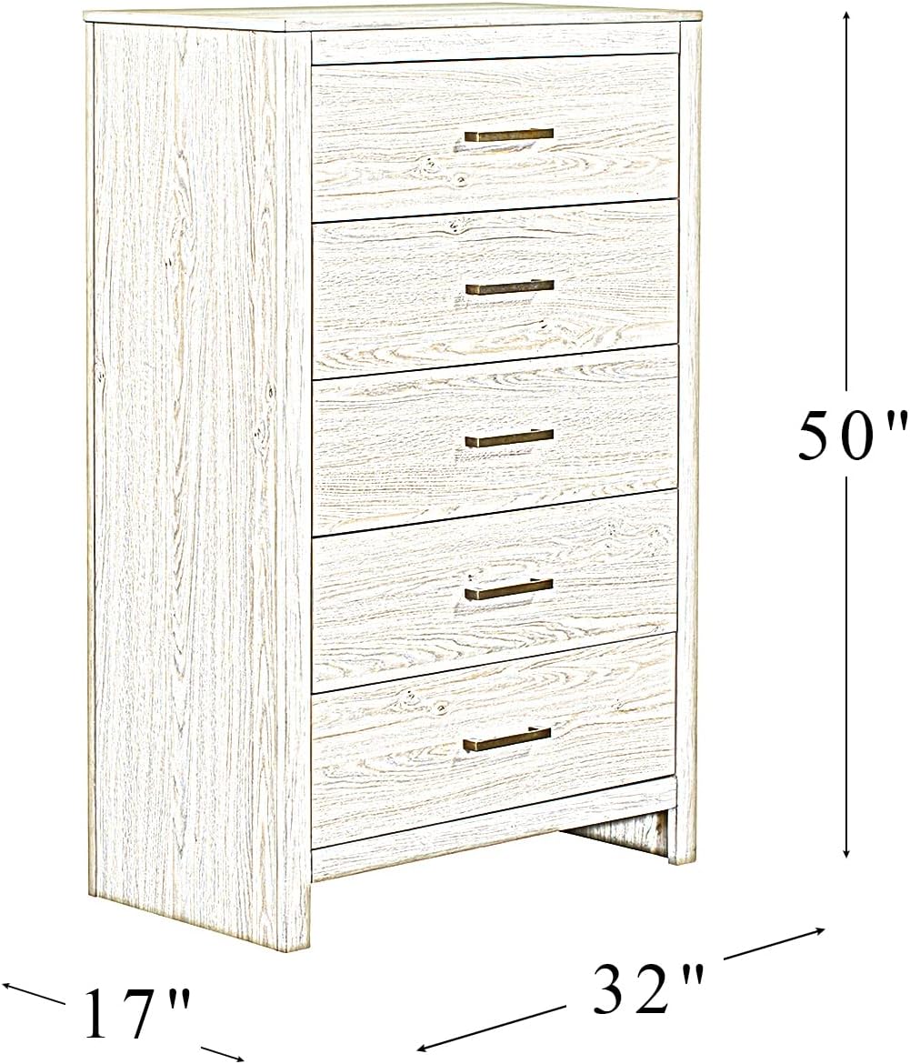 Yoluckea Contermpery Wooden 5-Drawer Dresser for Bedroom Nursery 50