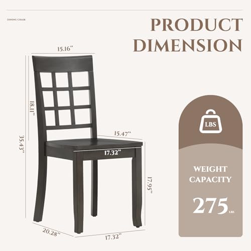 COLAMY Wooden Dining Chairs Set of 2, Spindle High Back Windsor Kitchen Side Chair, Farmhouse Dining Chairs for Kitchen and Dining Room, Light Grey