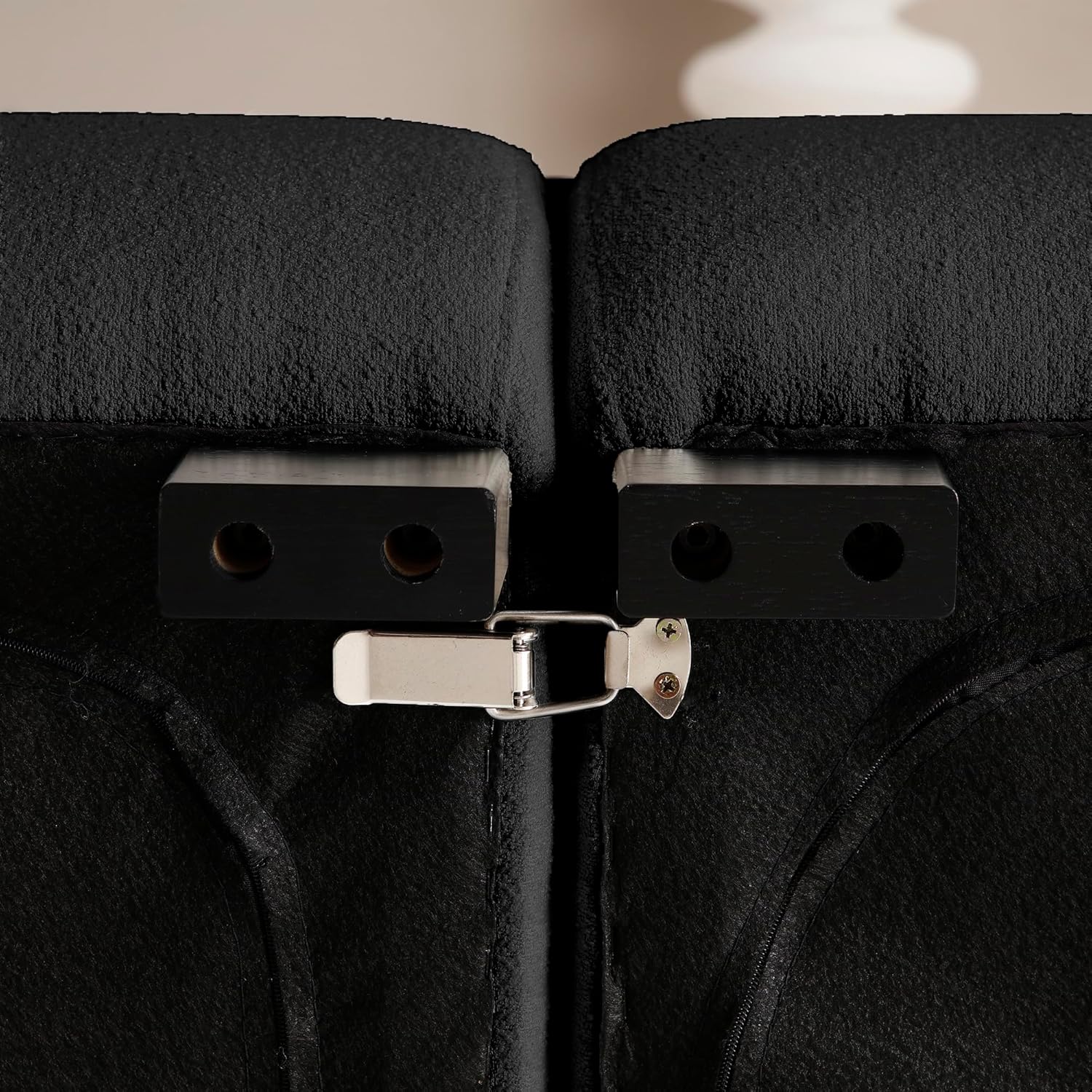 Modern 3-Seater Teddy Sofa Sectional with Wooden Legs, Upholstered Deep Seat Love Seat Sofa for Living Room, Bedroom, Apartment, Office, Black (81.48