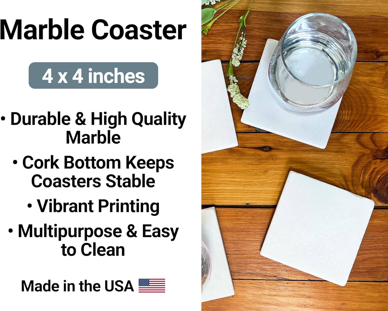 Cambridge Ontario Mementos Souvenir 4x4-Inch Coaster Marble 4 Pack