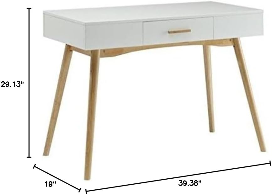 Home Square 2 Piece Office Set with Desk and Bookcase in Natural and White