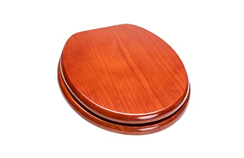 5Q1E2-16OB Solid Oak Traditional Design Toilet Seat with Solid Metal Hinges, Elongated, Mahogany with Oil Rubbed Bronze