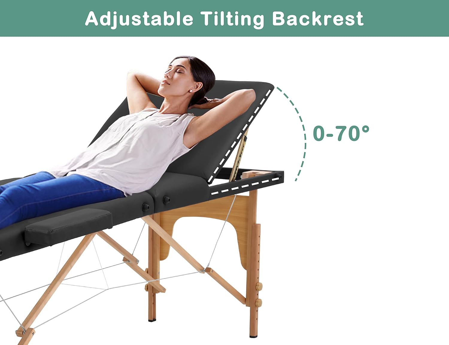 Massage Tables Portable Lash Bed 73 in Long 28 in Wide Tattoo Table, Height Adjustable Portable Spa Bed, 3 Folding Chiropractic Table w/Carry Case/Face Cradle/Hand Pallet for Physical Therapist