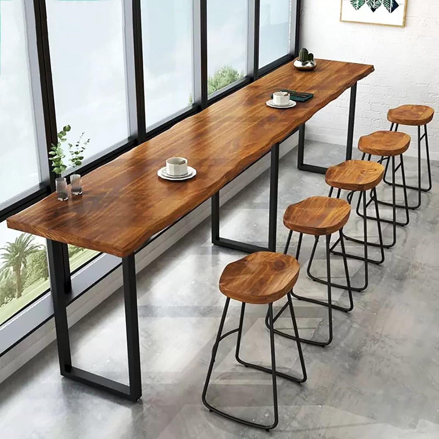 QQXX Industrial Bar Height Table,Wood Bar Top Table Narrow Bar Table,Rustic Pub Tables Tall Counter Height Table,Live Edge Dining Table Kitchen Table(78.7