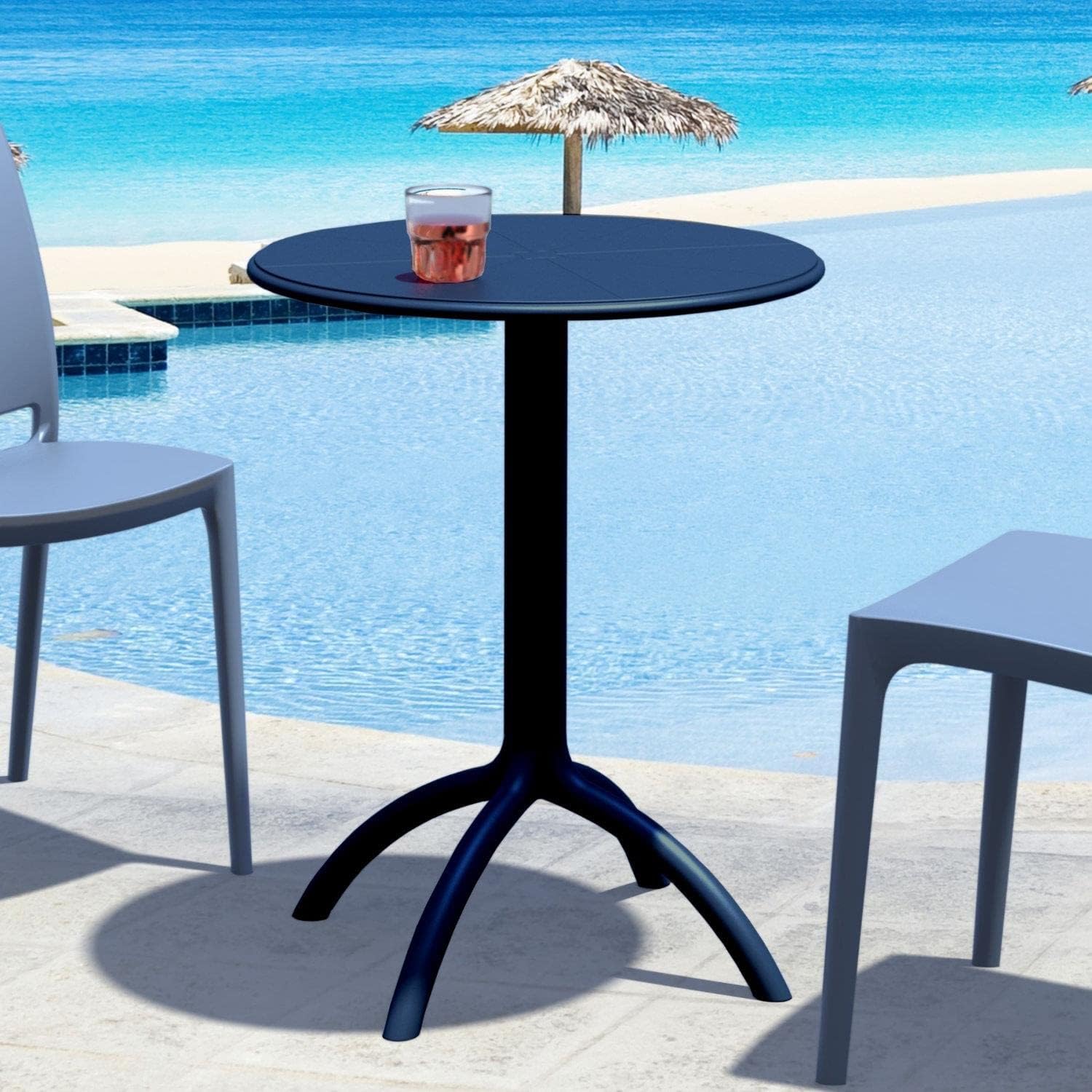 Compamia Octopus Round Patio Bistro Table in Black, Commercial Grade