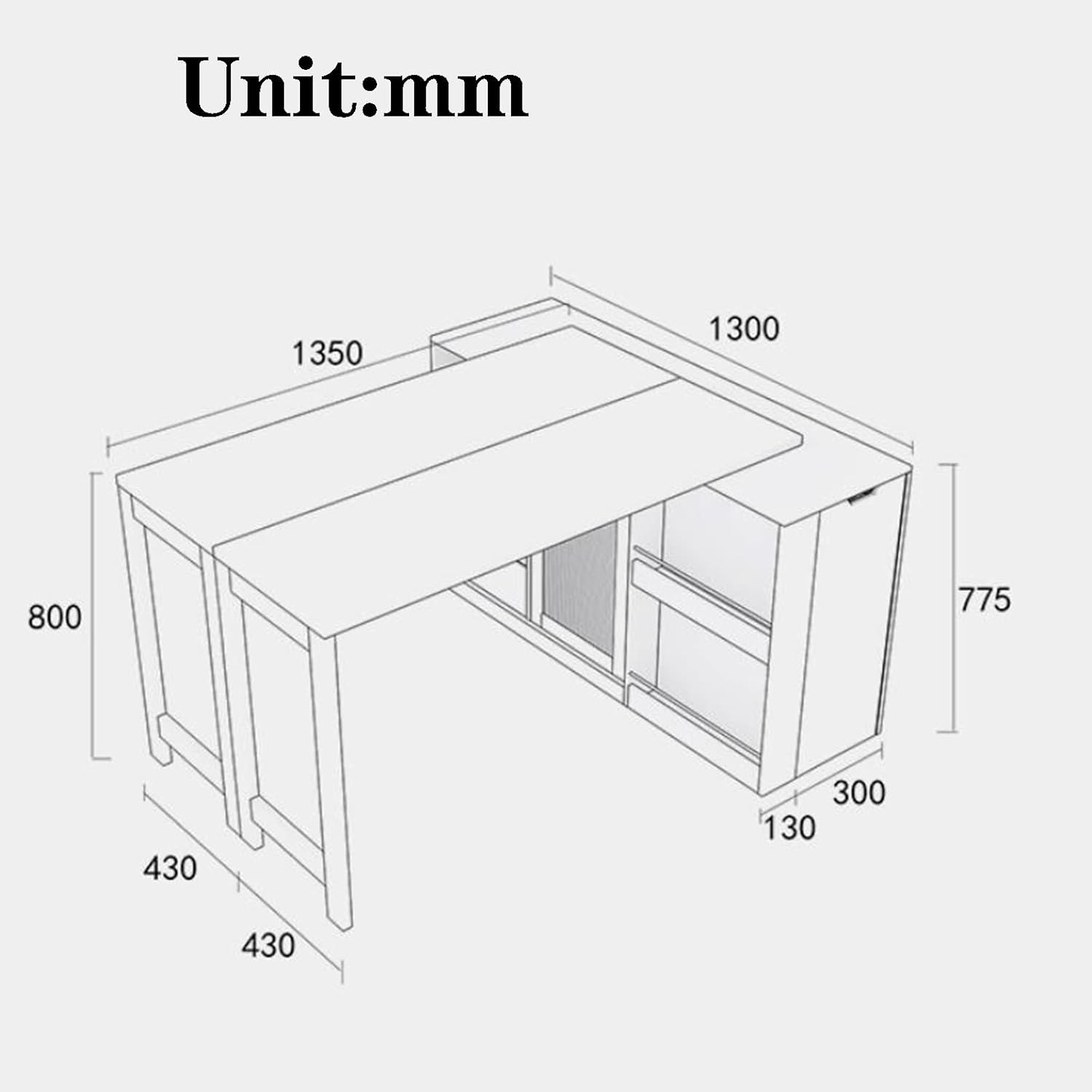 Multifunctional Folding Dining Table, 2 in 1 Solid Wood Table Cabinet, Small Space Cupboard Sideboard, Multi-layer Storage, for Kitchen Room Living Restaurant, 135×1