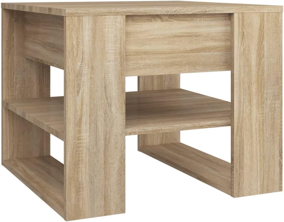 vidaXL Engineered Wood Coffee Table with Shelf - Sonoma Oak Finish, Durable and Moisture-resistant, Home Furniture, 21.9