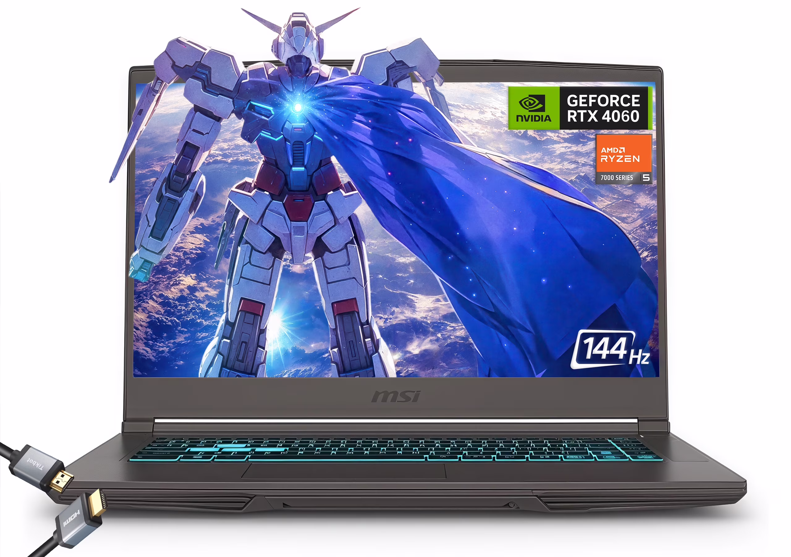 MSI Thin 15.6 inch 144Hz FHD Thin Bezel IPS Gaming Laptop, AMD Ryzen 5 7535HS, NVIDIA GeForce RTX 4060 -Window 11, w/HDMI cable (2025)