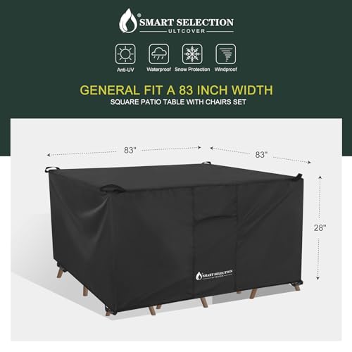 ULTCOVER Smart Selection Waterproof & UV Protection Patio Furniture Cover fit Outdoor Rectangular Table with Chairs Set 124x72 inches