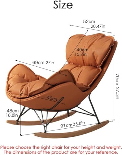 Nursery Rocking Chair,Rocking Chair Comfy Chair for Bedroom,Ergonomic Design Upholstered Glider Chair Lounge Chair Recliner,for Sunroom Office,Lazy Chair Modern Accent Chair