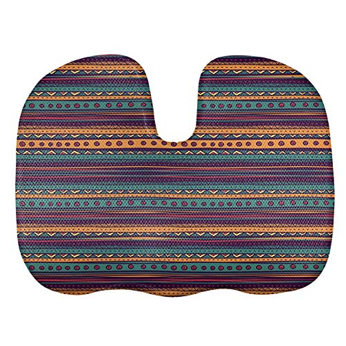 Polynesian Tribal Line Comfortable Coccyx Seat Cushion – Memory Foam Pad – U-Shaped Zero Gravity Office Chair Cushion