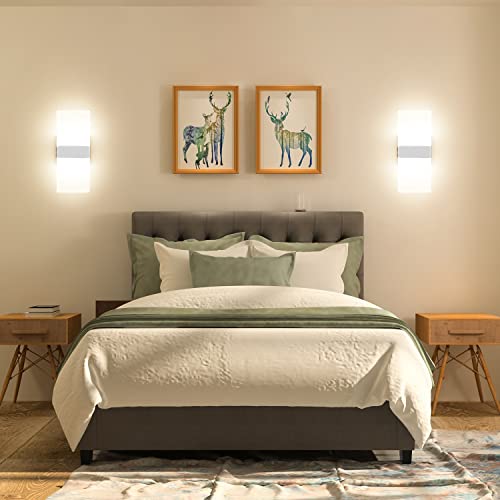 LED Wall Sconce Modern Wall Light Lamps 12W Cool White 6000K Up and Down Indoor Acrylic Lighting Fixture for Living Room Bedroom Hallway Conservatory Home Room Decor Not Dimmable No Plug(3 Pack)