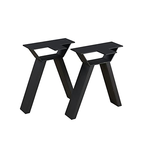 Heavy Duty Metal Furniture Table Legs with Screws, π-Type Black DIY Iron Legs 16 inch H, Industrial Square Tube Sturdy Legs for Bench Home Coffee Dinning Table, Office Desk Legs 2 Pcs