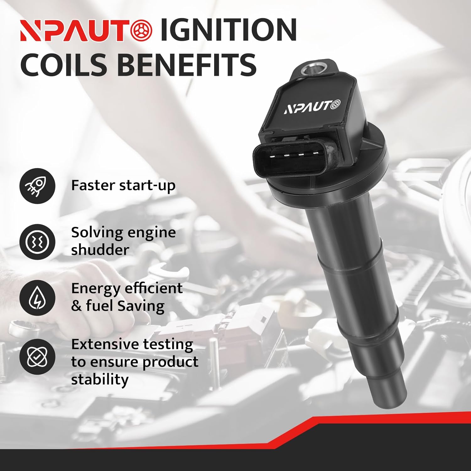 Ignition Coils Pack Set of 4 fit for L4 2.4 2.4L 2002 2003 2004 2005 2006 2007 2008 2009 2010 Toyota Camry, 01-08 Rav4, 02-06 Solara, 01-07 Highlander, 05-10 Scion tC, 10-12 Lexus HS250h, UF333 UF494