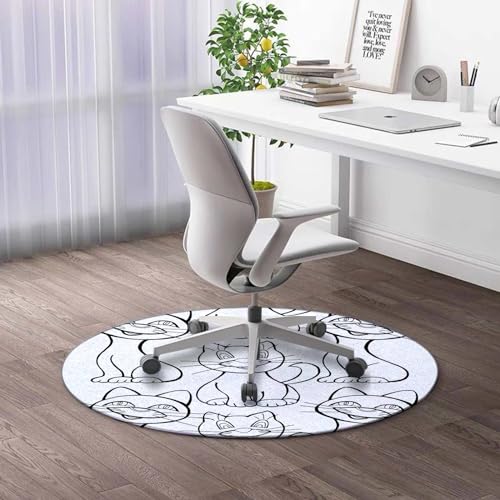 Round Rug 39 in European Office Chair Mat Multicolor Thick Home/Office Floor Protector Desk Chair Hard Floor Protector Mats for Rolling Chair