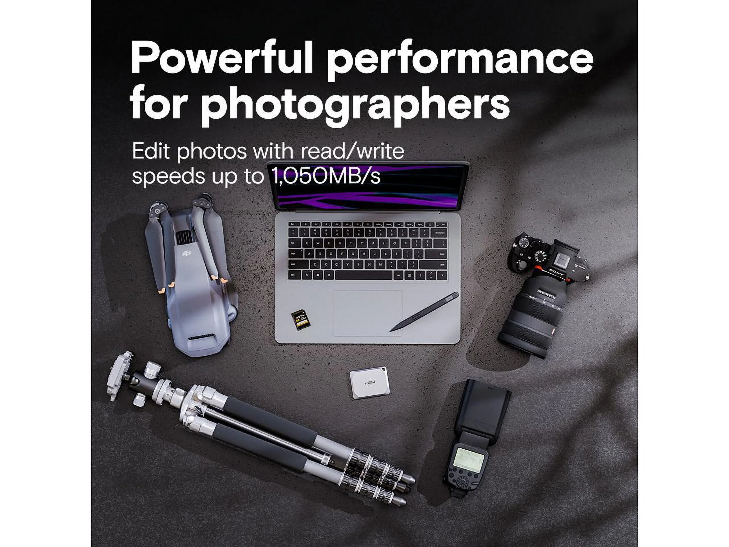 Crucial X9 Pro 2TB SSD - 1050MB/s R/W, Water/Dust Resistant, PC/Mac, USB 3.2 - CT2000X9PROSSD9