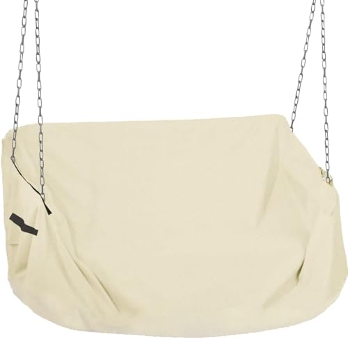 Porch Swing Cover 73 Inch Waterproof 600D Oxford Hanging Outdoor Swing Cover All Weather Protected Swing Covers for Outdoor Furniture (Beige, 73x30x(32-24) Inch)