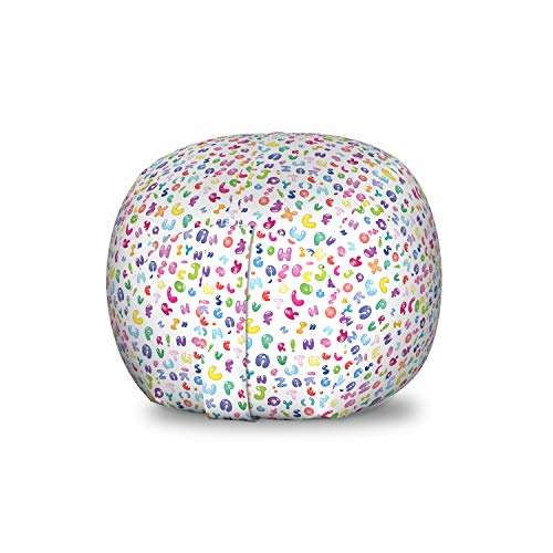 Ambesonne ABC Storage Toy Bag Chair, Colorful Alphabet ABC Bubble Letters Doodle Style Fun Design, Stuffed Animal Organizer Washable Bag, Large Size, Multicolor
