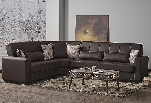 AIR Reversible Corner Sectional with Storage, Firm, Fabric, 6 Seater, Convertible L-Shaped Sleeper Couch for Living Room, Gray-113