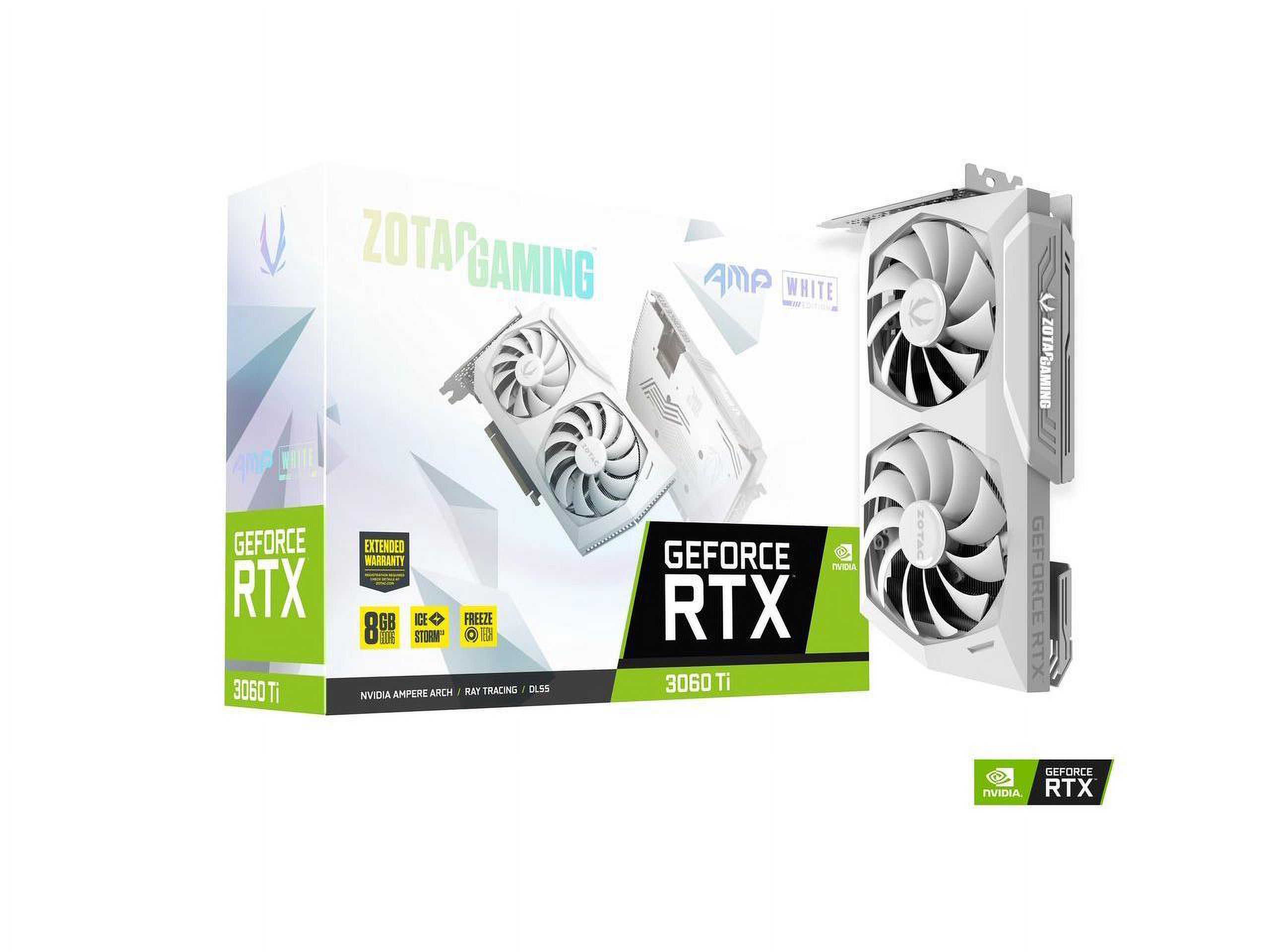 ZOTAC GAMING GeForce RTX 3060 Ti AMP LHR - White Limited Edition - graphics card - GF RTX 3060 Ti - 8 GB GDDR6 - PCIe 4.0 x16 - 3 x DisplayPort, HDMI - white